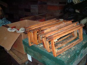 Frames awaiting cleaning
